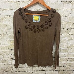 Bella Bird Brown Rosette Long Sleeve T Shirt